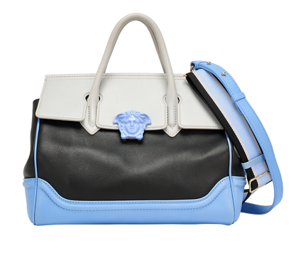 Palazzo Empire, &pound;450, Handbags, Black/Blue/Grey, Leather, Front view